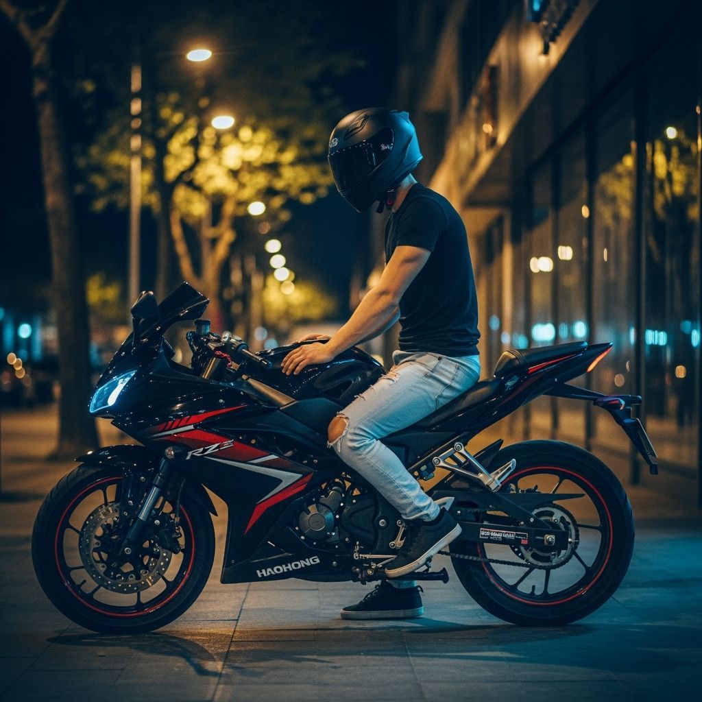 Night Motorcycle Scene in Cinematic Style