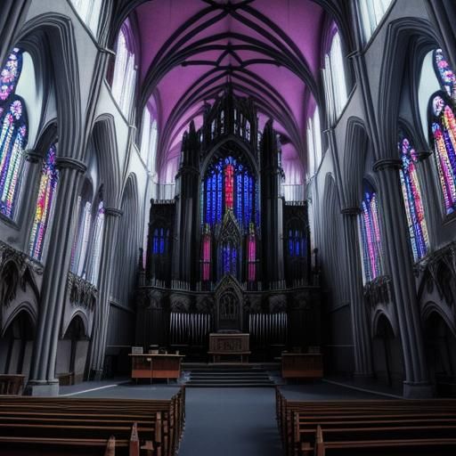 Gothic Church Organ in a Neon Lightscape