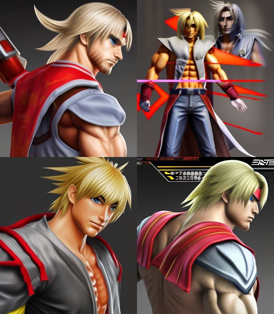 Seth Rollins as Ken Masters in Japanese Anime Art Style