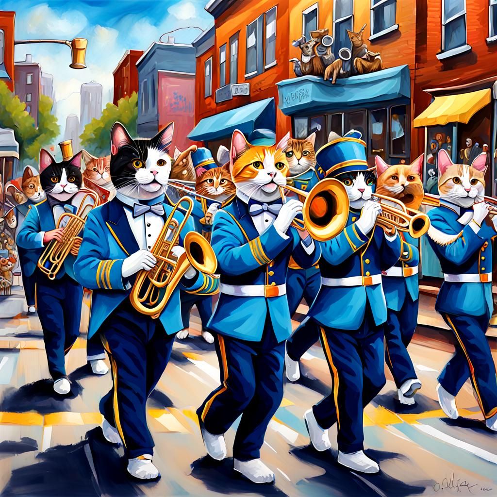 Vibrant City Parade in Colorful Graffiti Style