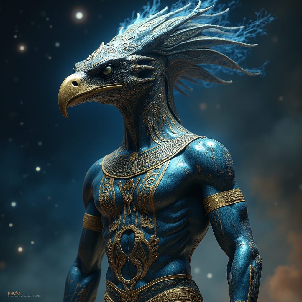 Cosmic Deity Ra in Biomechanical Style