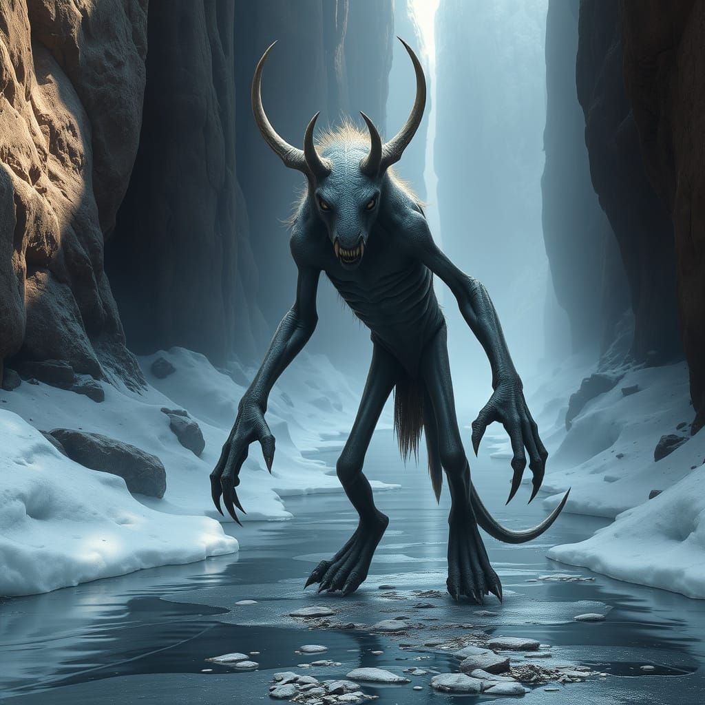 Scrawny Creature in Arthurian Landscape, Digital Matte Paint...