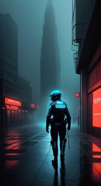 Surreal Cityscape in Cyberpunk Aesthetic