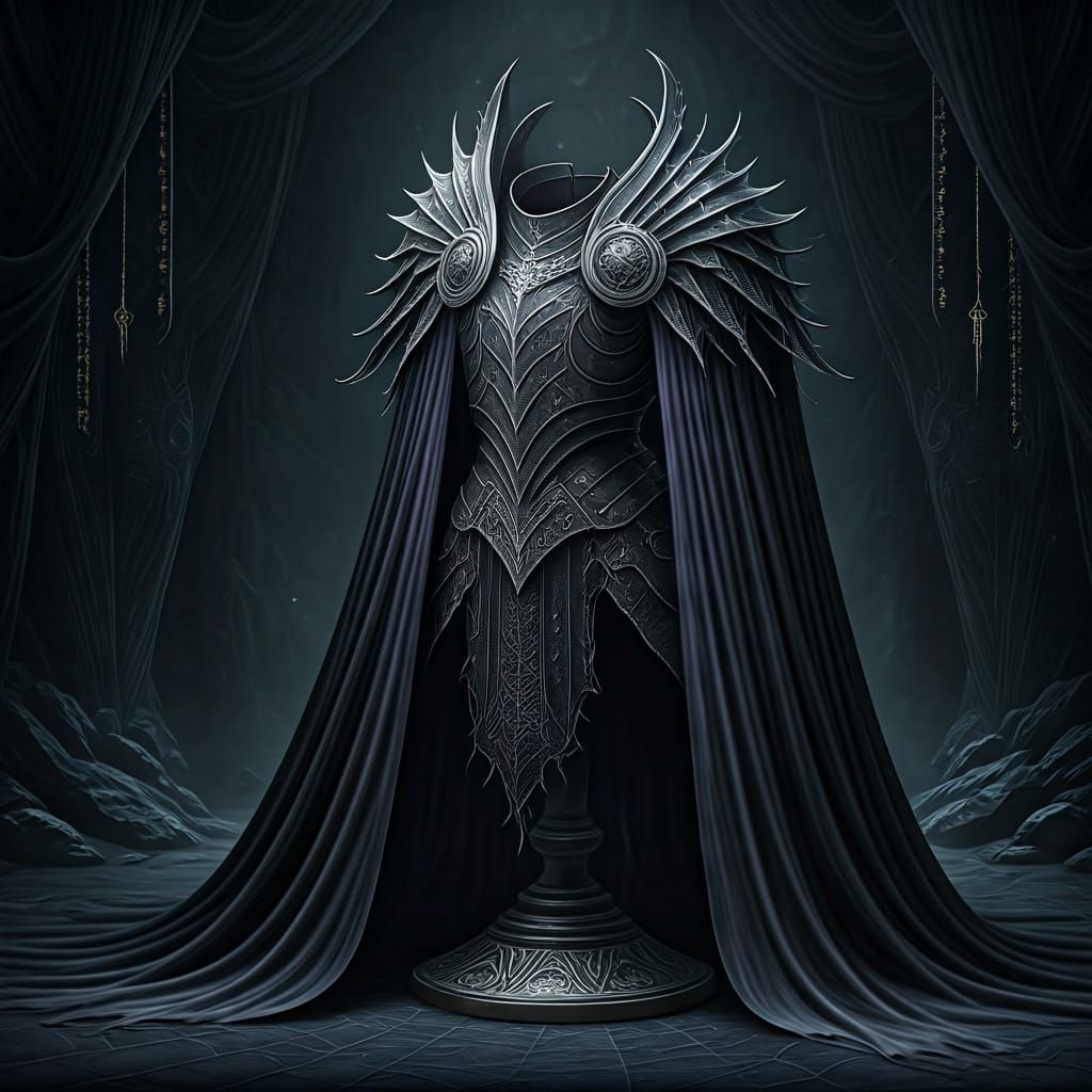 Dark Fantasy Ceremonial Armor of Spider Silk and Obsidian