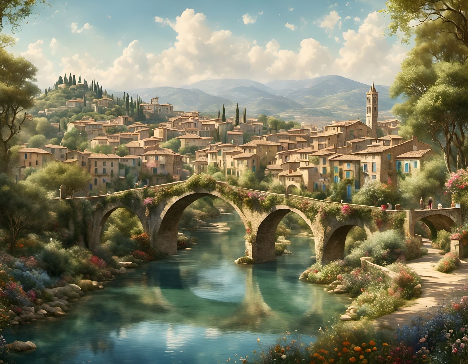 Dreamy Tuscany Scene in Retro Photorealism