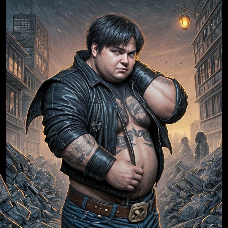 Chubby Emo Survivor of Post-Apocalyptic Chaos in Comic Book....