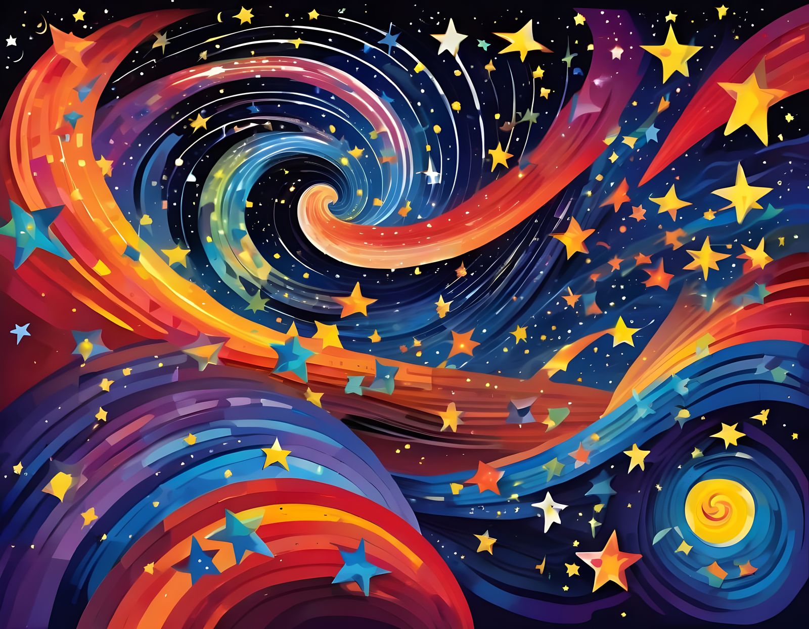 Paul Klee Inspired Cosmic Music Sheet in Vibrant Colors