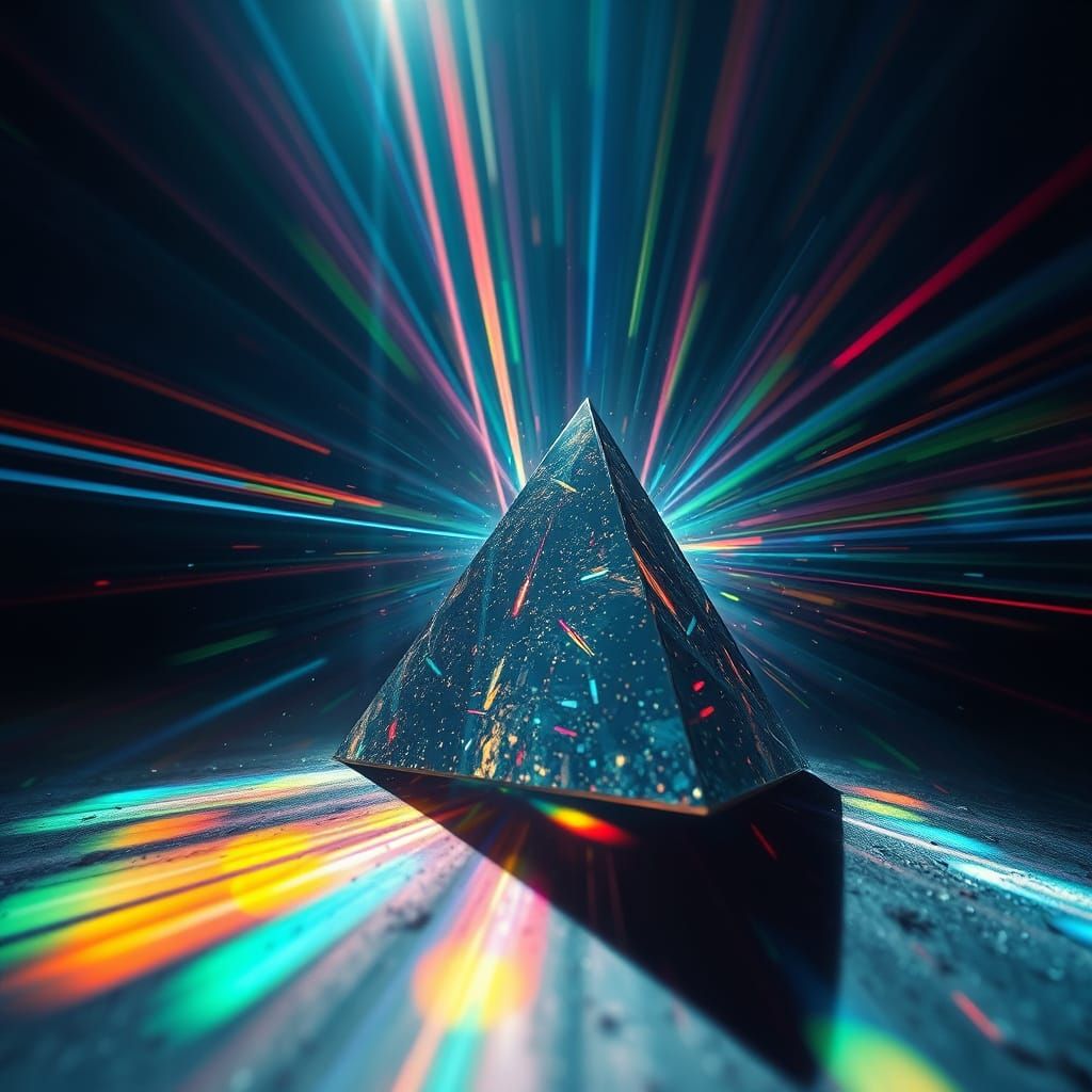Hyperrealistic Prism with Swirling Light and Moody Tones
