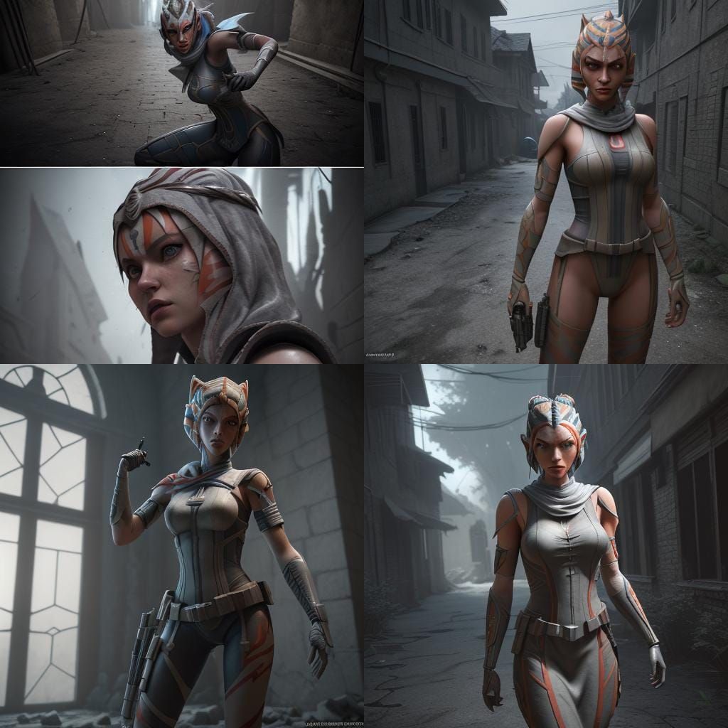 Ahsoka as Alcina Dimitrescu in Epic 3D Videogame Style