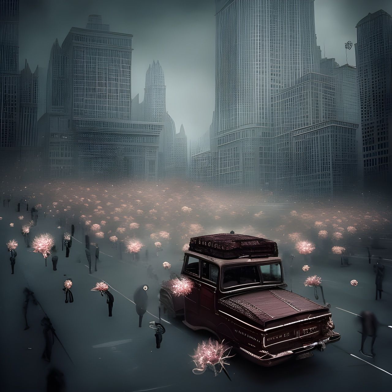 Ethereal Chicago Traffic Scene in Hyperdetailed Sci-Fi Style