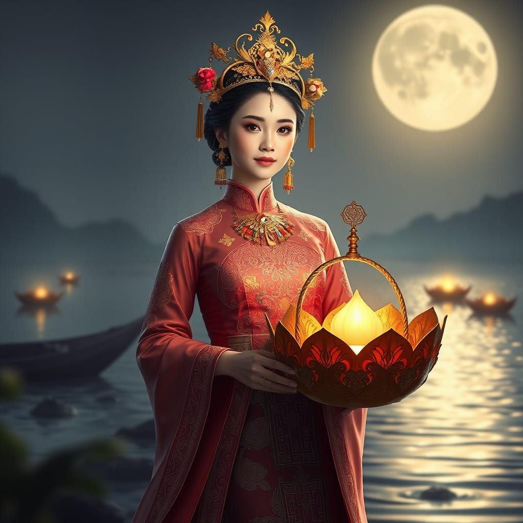 Elegant Chinese Noblewoman Adorns Ancient Siam in Luxurious...