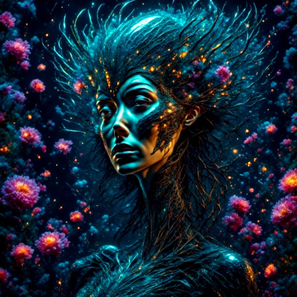 Whispers of Glowing Fauna in a Moonlit Storm