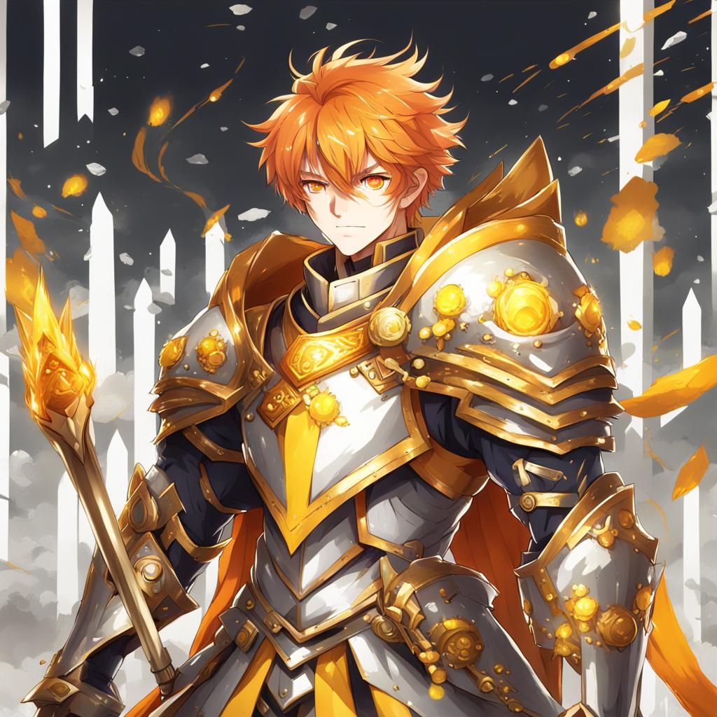 Human Lord in Vibrant Orange and Silver Armour