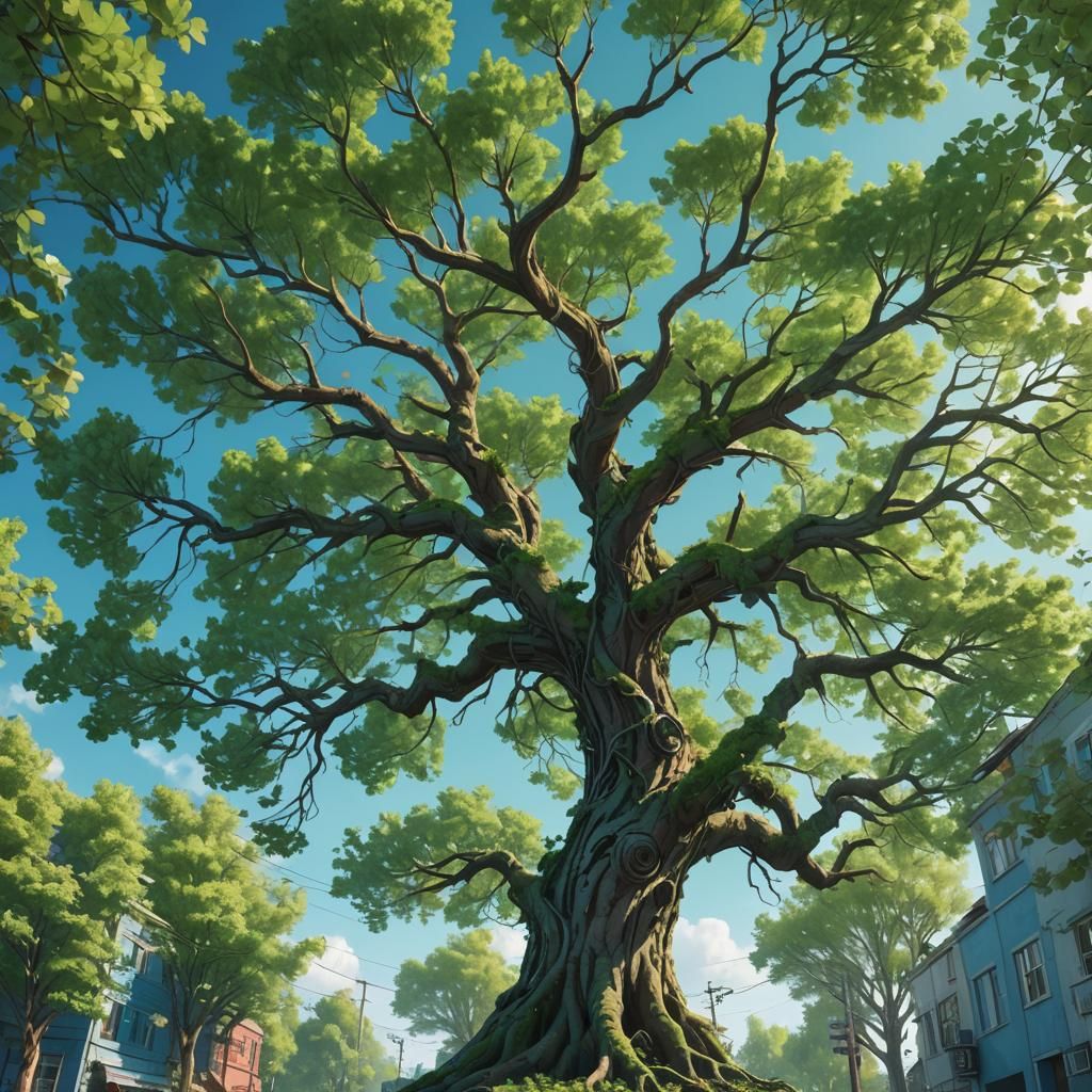Majestic Tree Under Radiant Sunlight