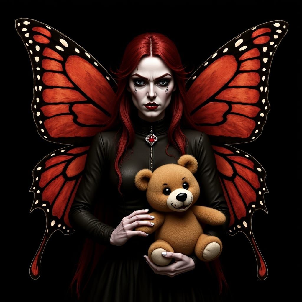 Sinister Fairy Dismembering Teddy Bear, Comic Book Style