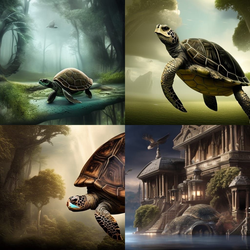 Epic Turtle Landscape in Digital Matte Painting Style
