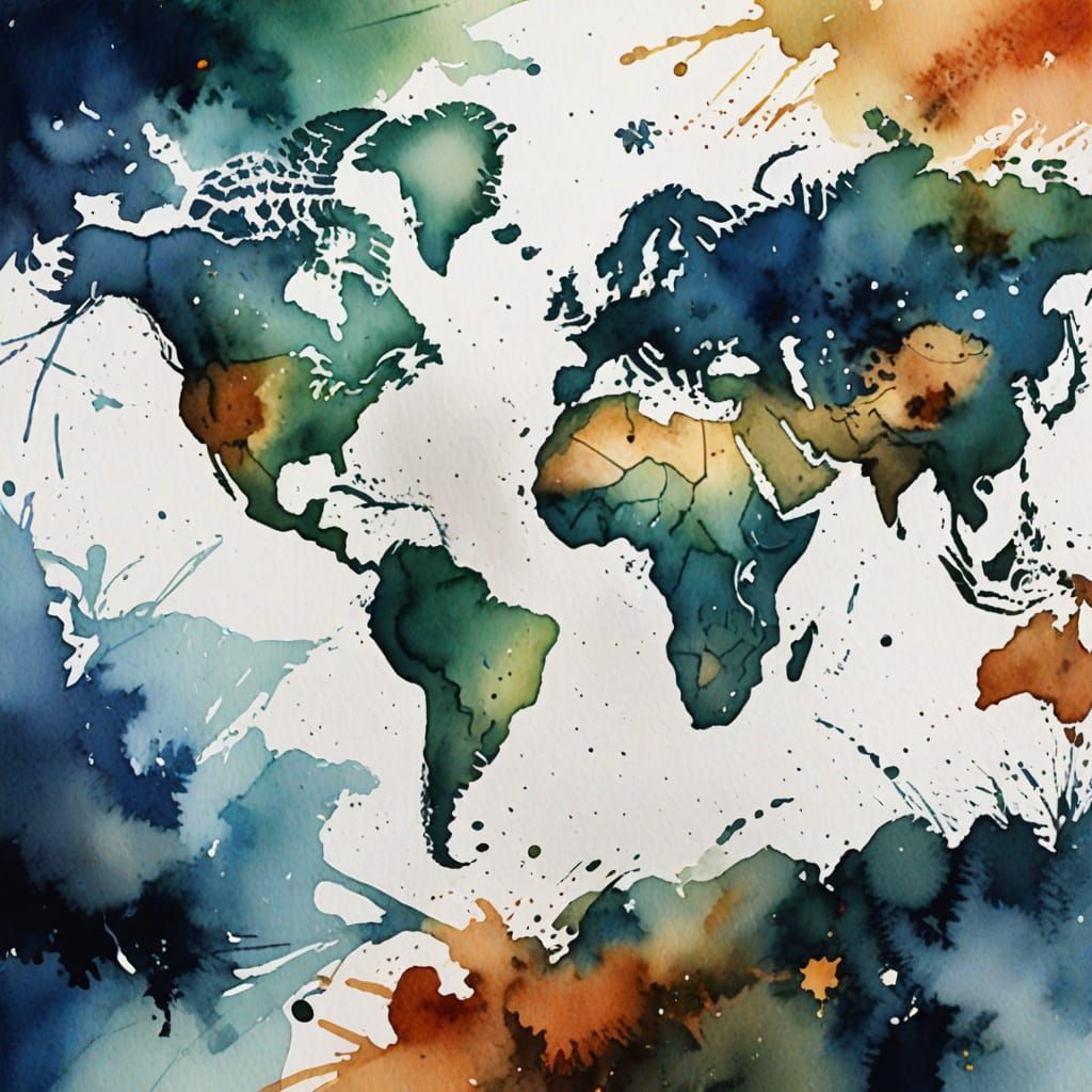 Messy, watercolor, cool, impressive, earth