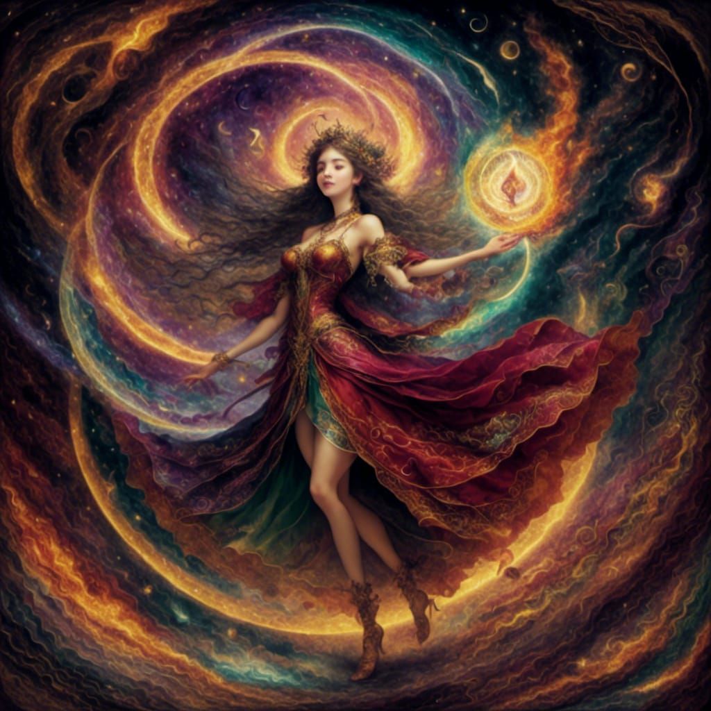 Sorceress Caster Unleashes Arcane Magic in a Vibrant, Fantas...