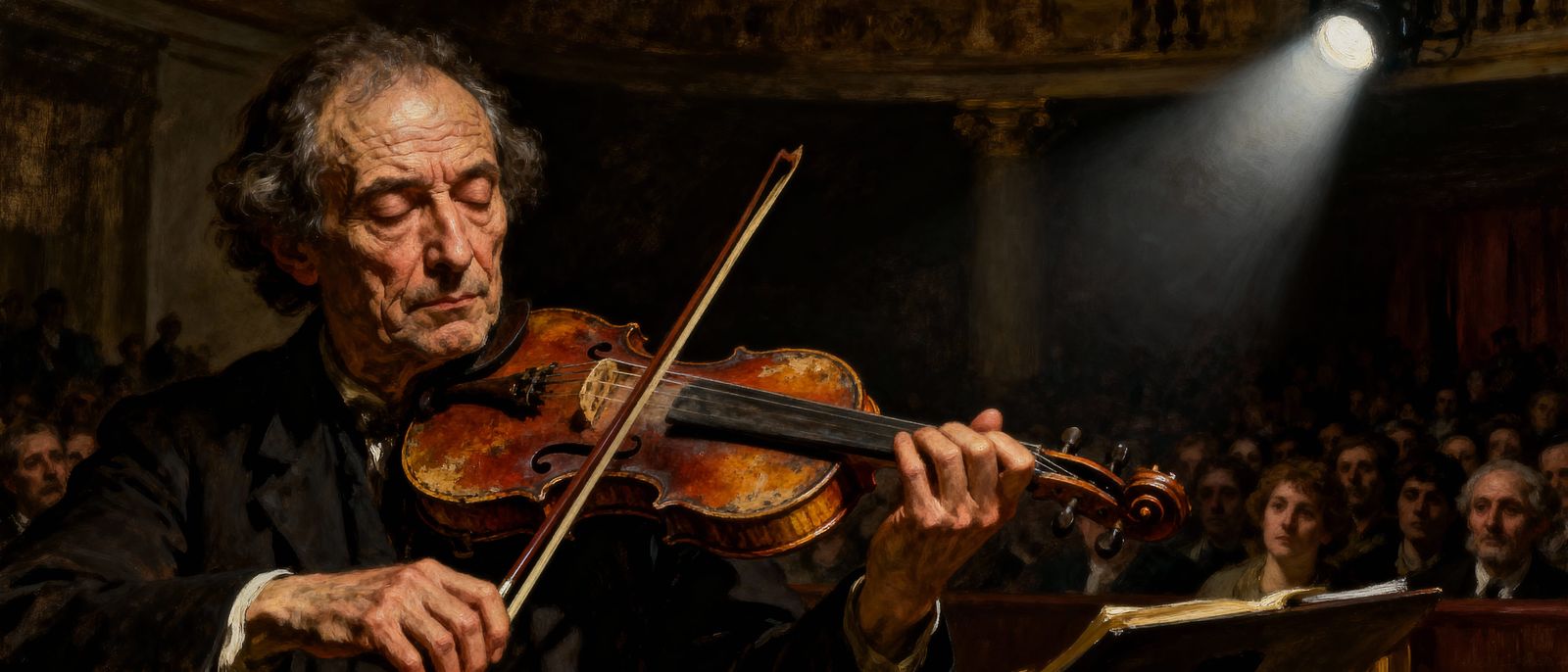 Maestro's Intense Violin Performance at Auction
