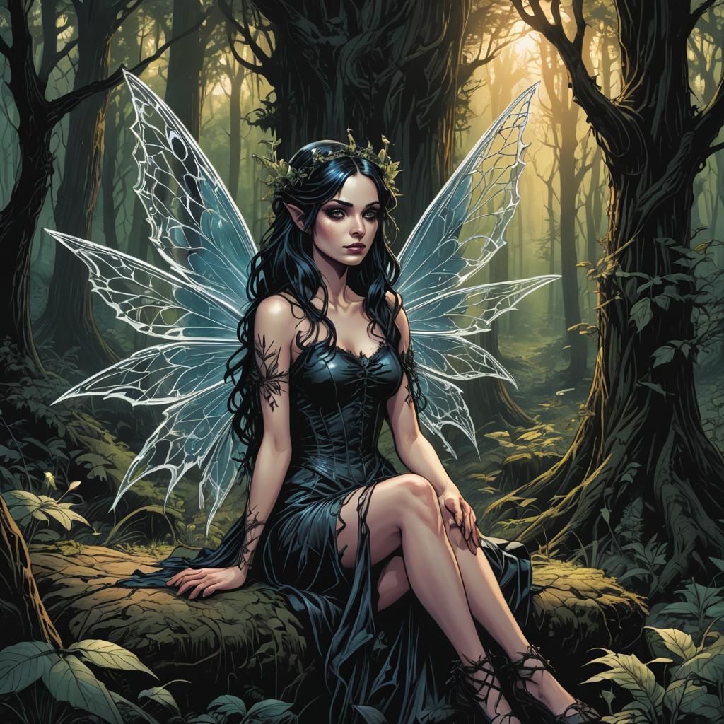 Gothic Fairy in Mysterious Forest