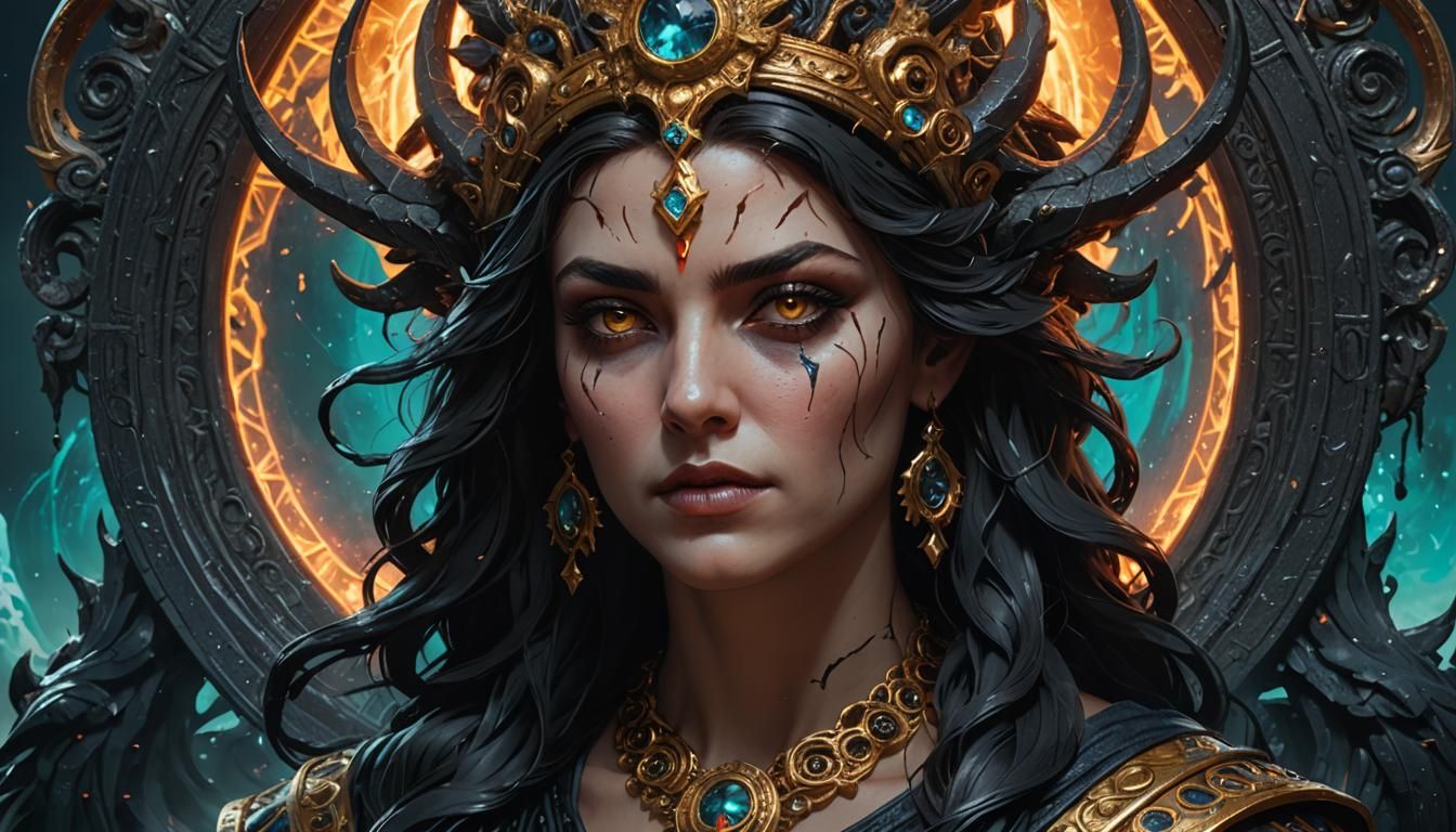 Ethereal Hecate Goddess in Vibrant Hyperrealism