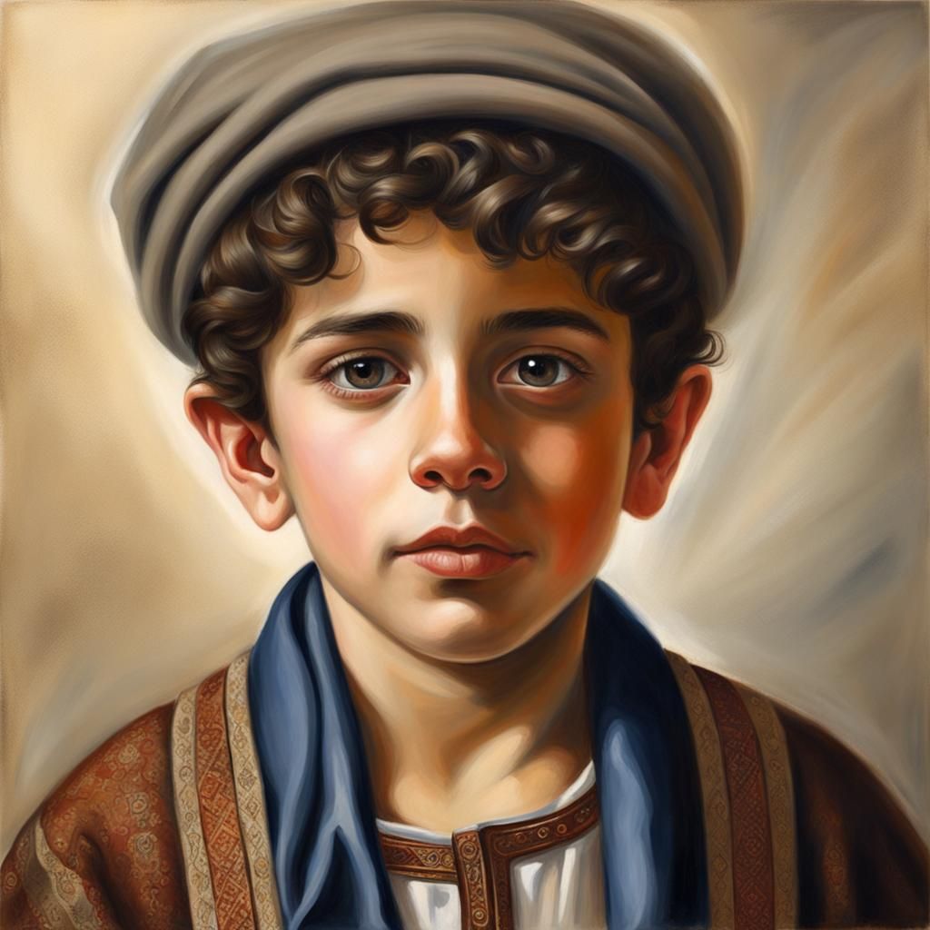 Sephardic Jewish Youth in a Realistic Painting