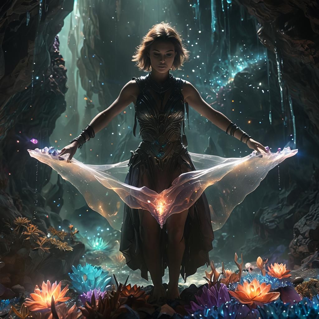 Ethereal Beauty in Crystal Caverns, Iridescent Fauna, and Vi...