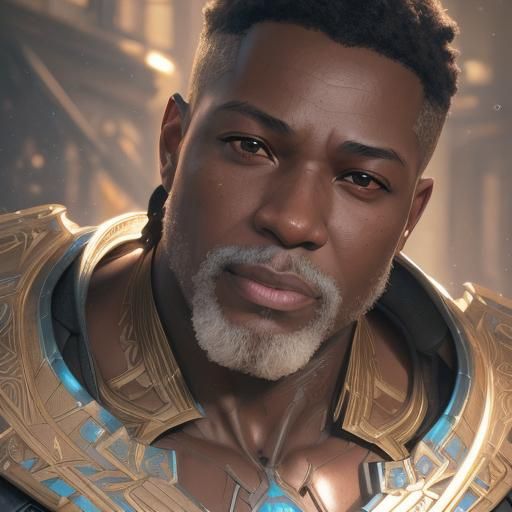 Stunning Afrofuturist Concept Art Portrait in Vibrant Triadi...