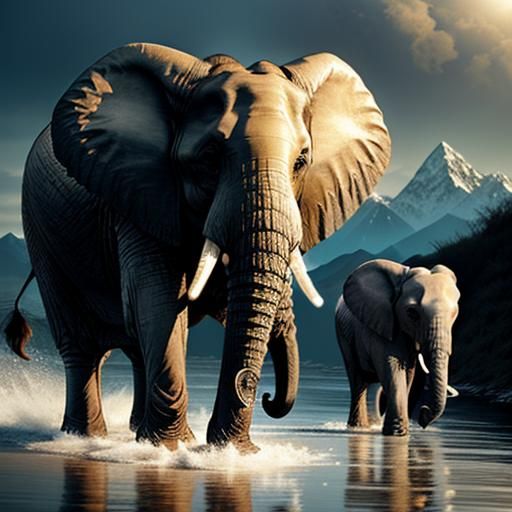 Heartwarming Baby Elephant Scene in Whimsical Style