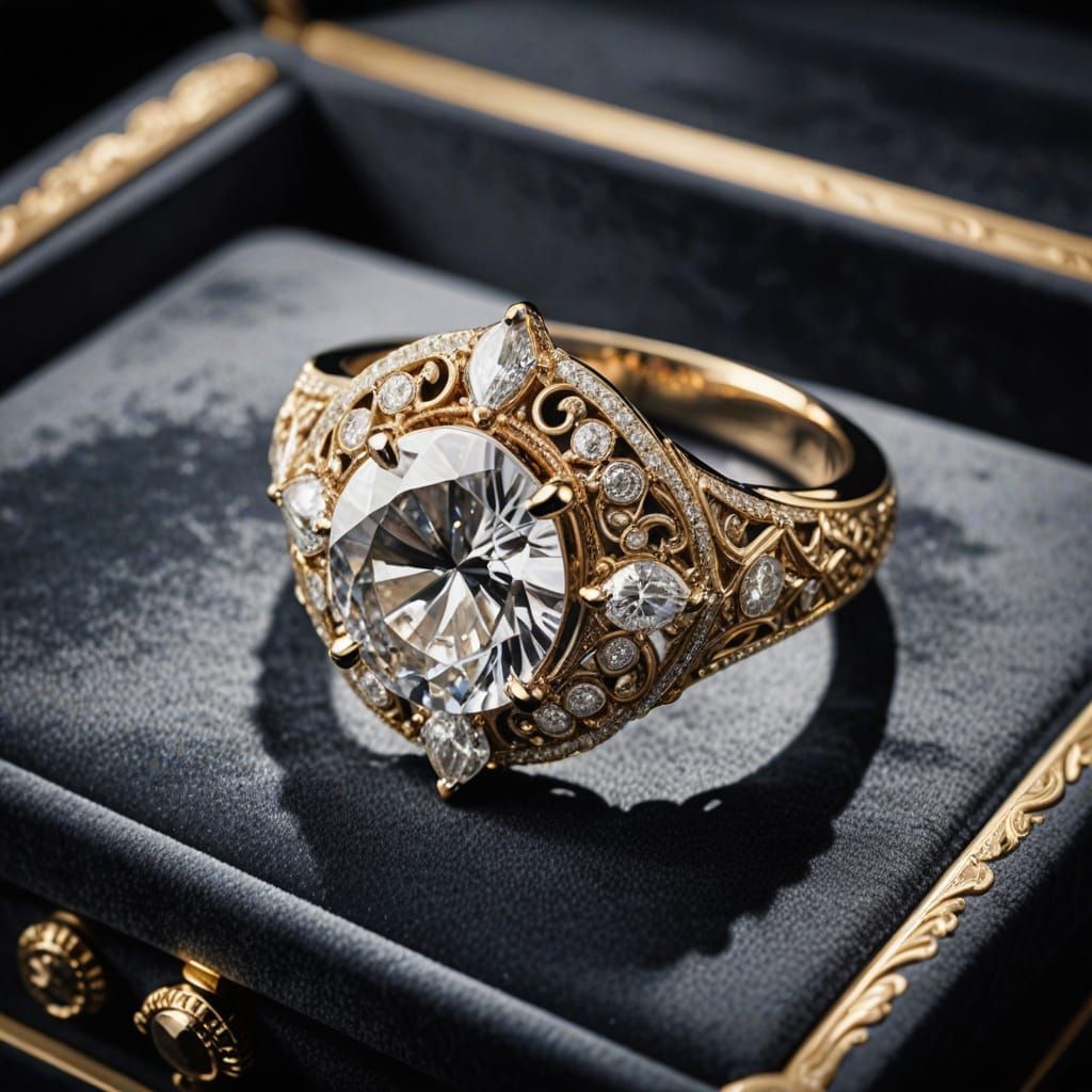 Diamond Ring Shines in Luxurious Close-Up Product Shot
