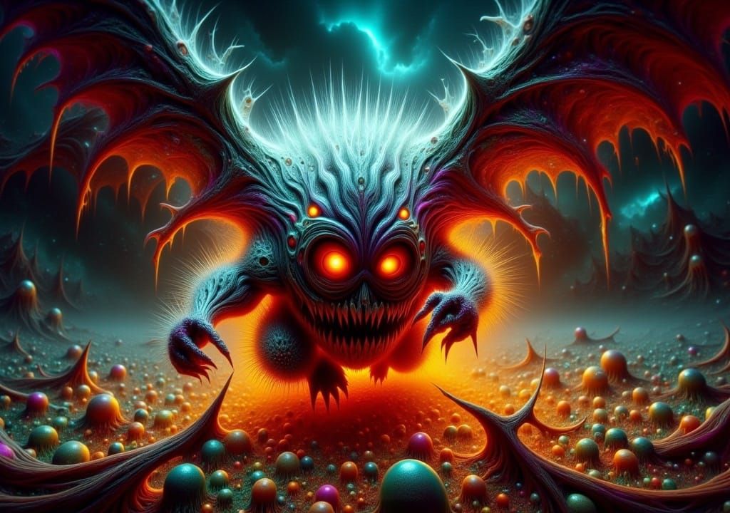 Surreal, Dark Fantasy Hatchlings in Hyper-Realistic, Vivid C...