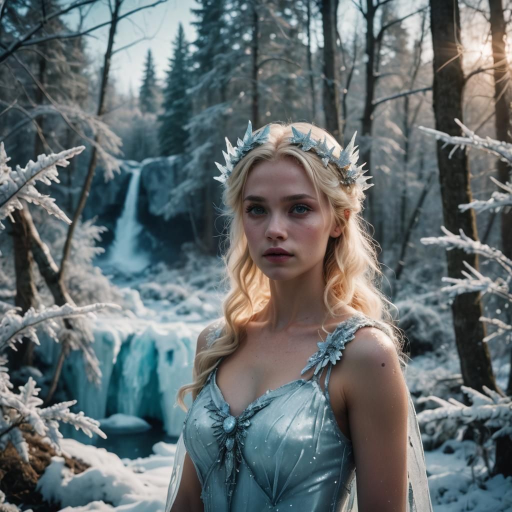 Ice Enchantress in Cinematic 35mm Film Style