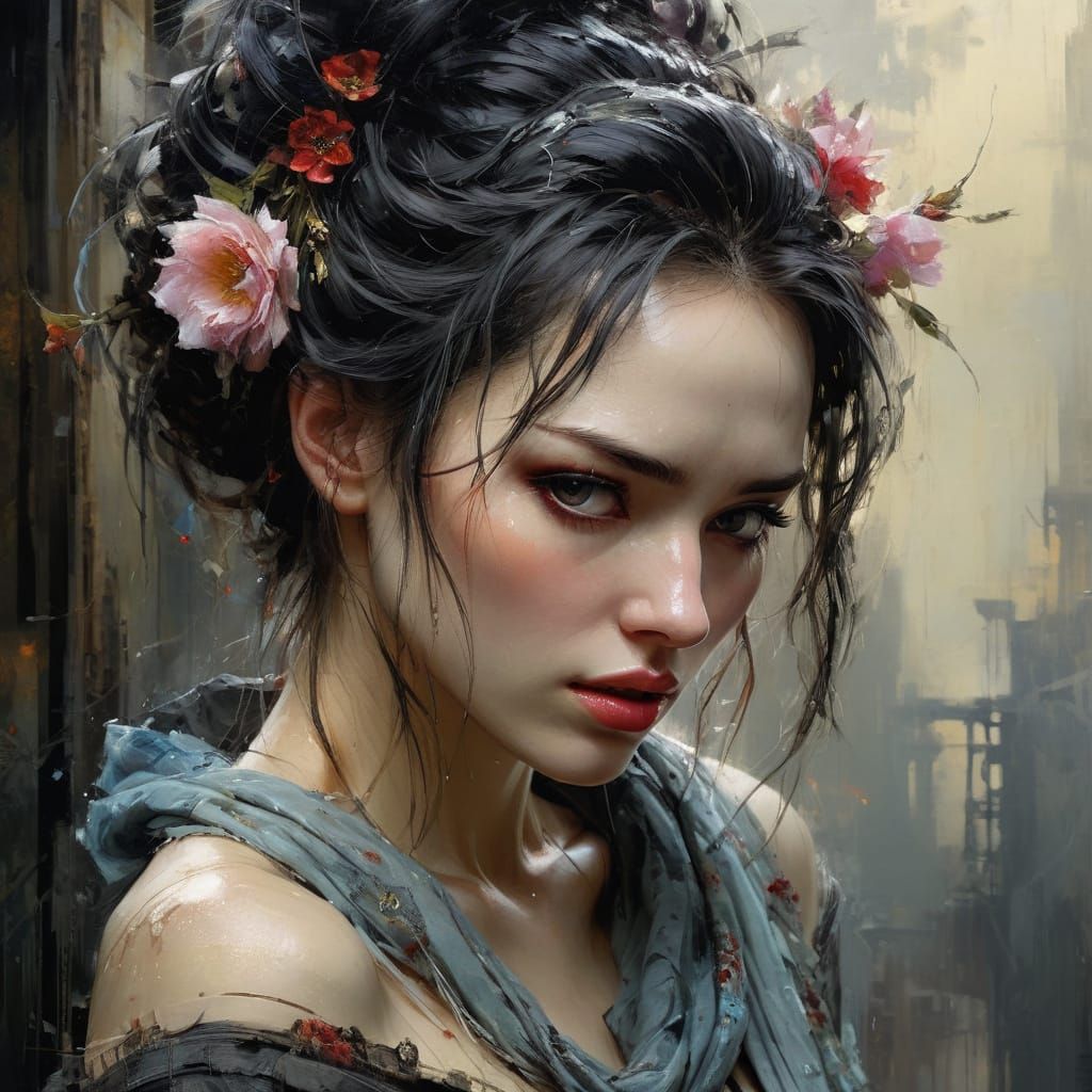 Elegant Victorian Woman in Oil Painting Style