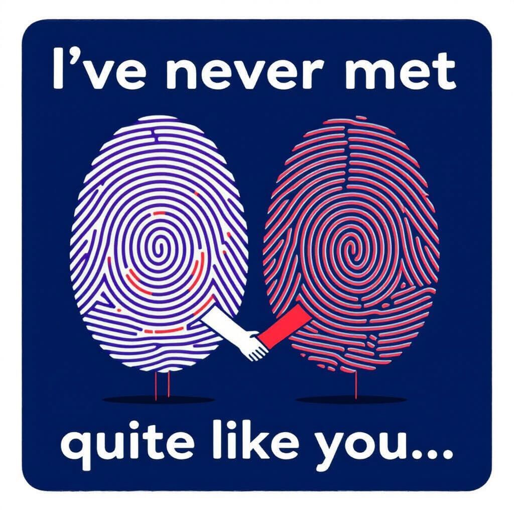 Fingerprint Figures Holding Hands Minimalist Illustration