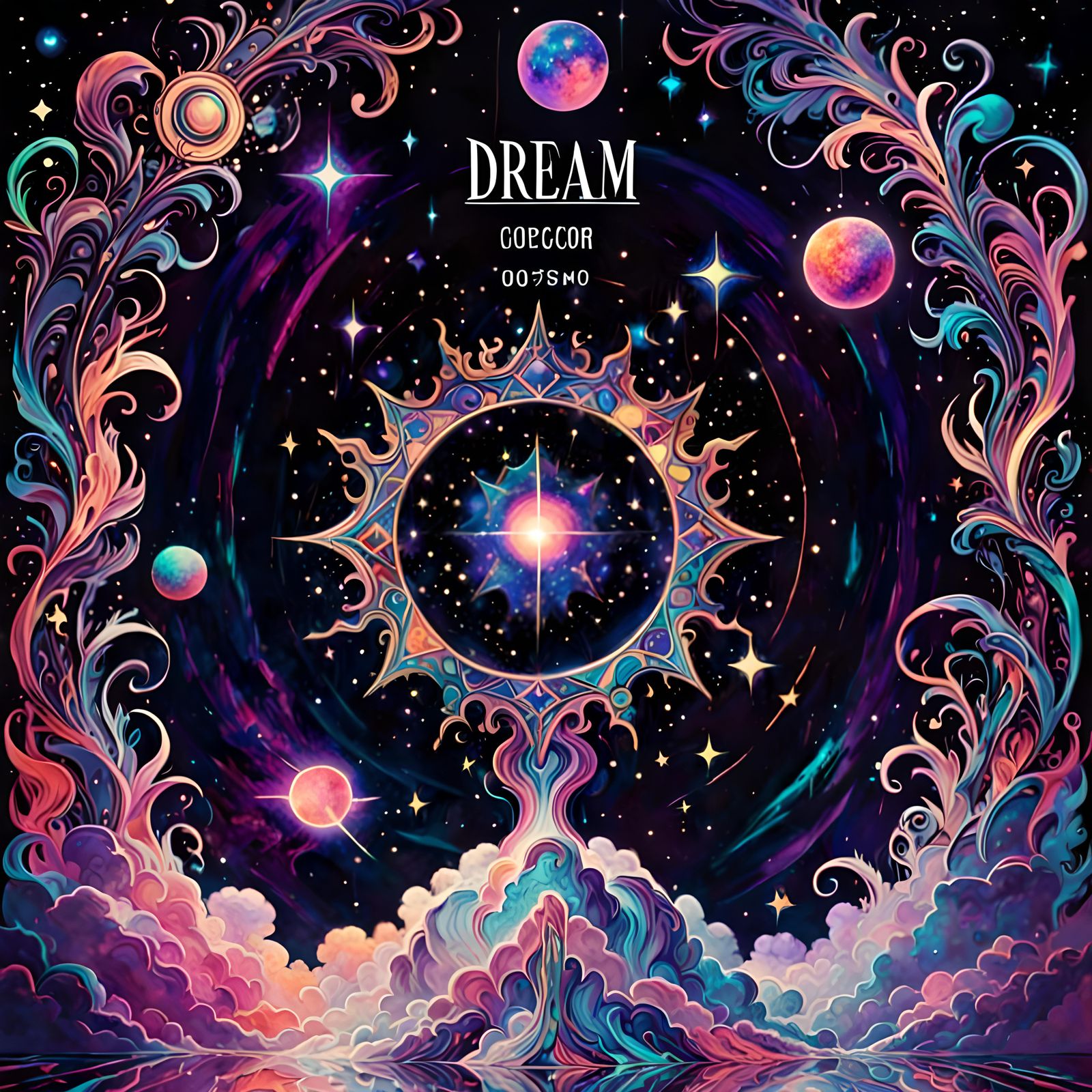Ethereal Dreamscape with Vibrant Cosmic Colors