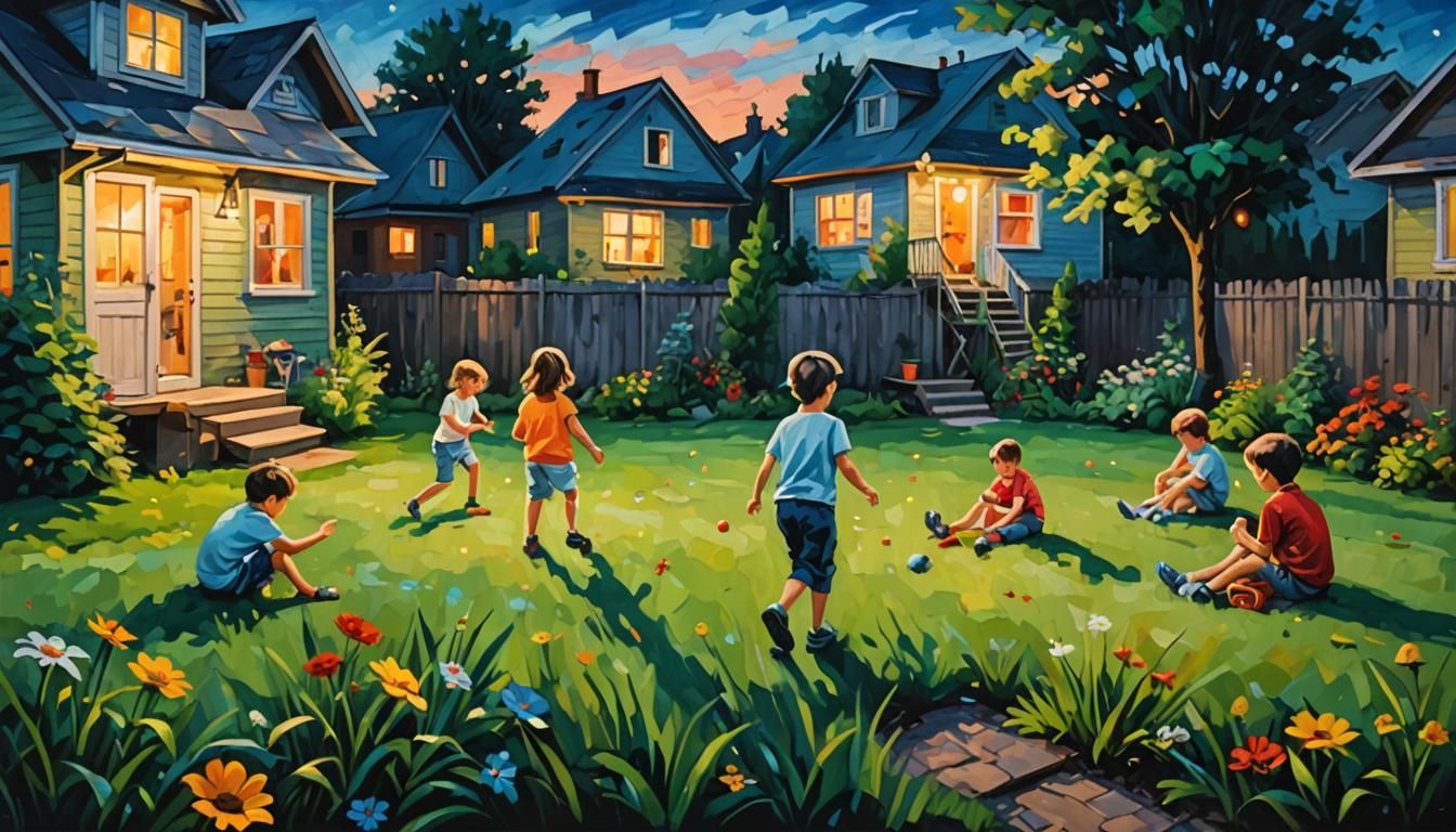 Idyllic Summer Evening in a Classic American Backyard