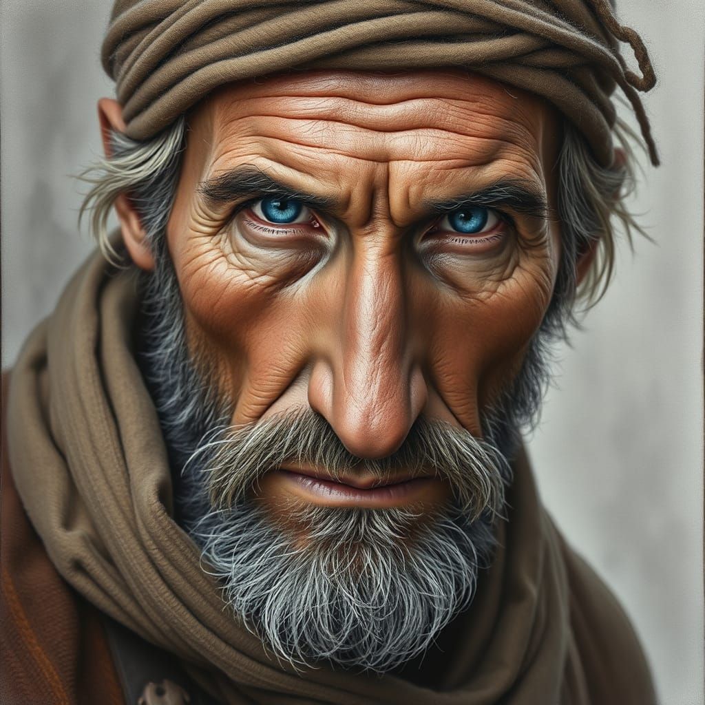 Weathered Warrior in Earth-Toned Charcoal