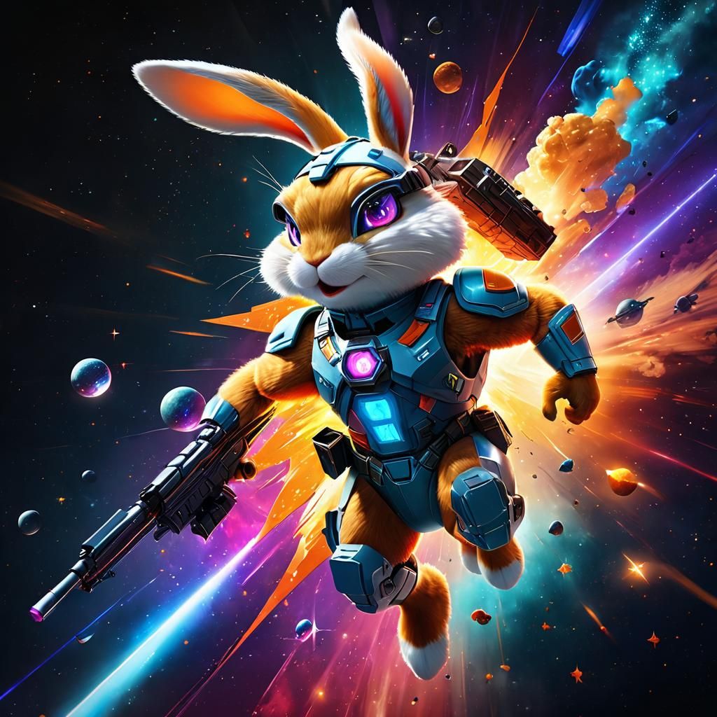 Vibrant Space Cadet Rabbit in Hyperrealistic Masterpiece