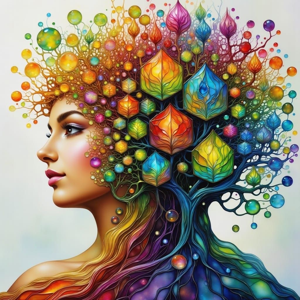 Treebeard's Rhombic Dodecahedron Portrait in Double-Exposure