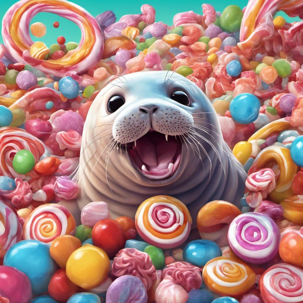 Vibrant Candy Seal in Hyperrealistic Digital Style