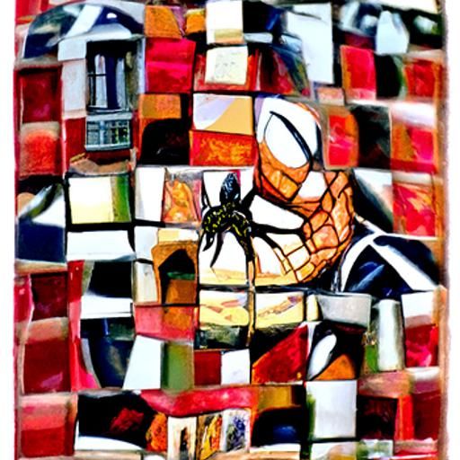 Modern Art Spider Man Mosaic in Vibrant Acrylic Colors