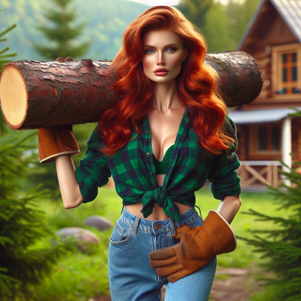 Strong Woman in the Wilderness, in Earthy, Folk Art Style