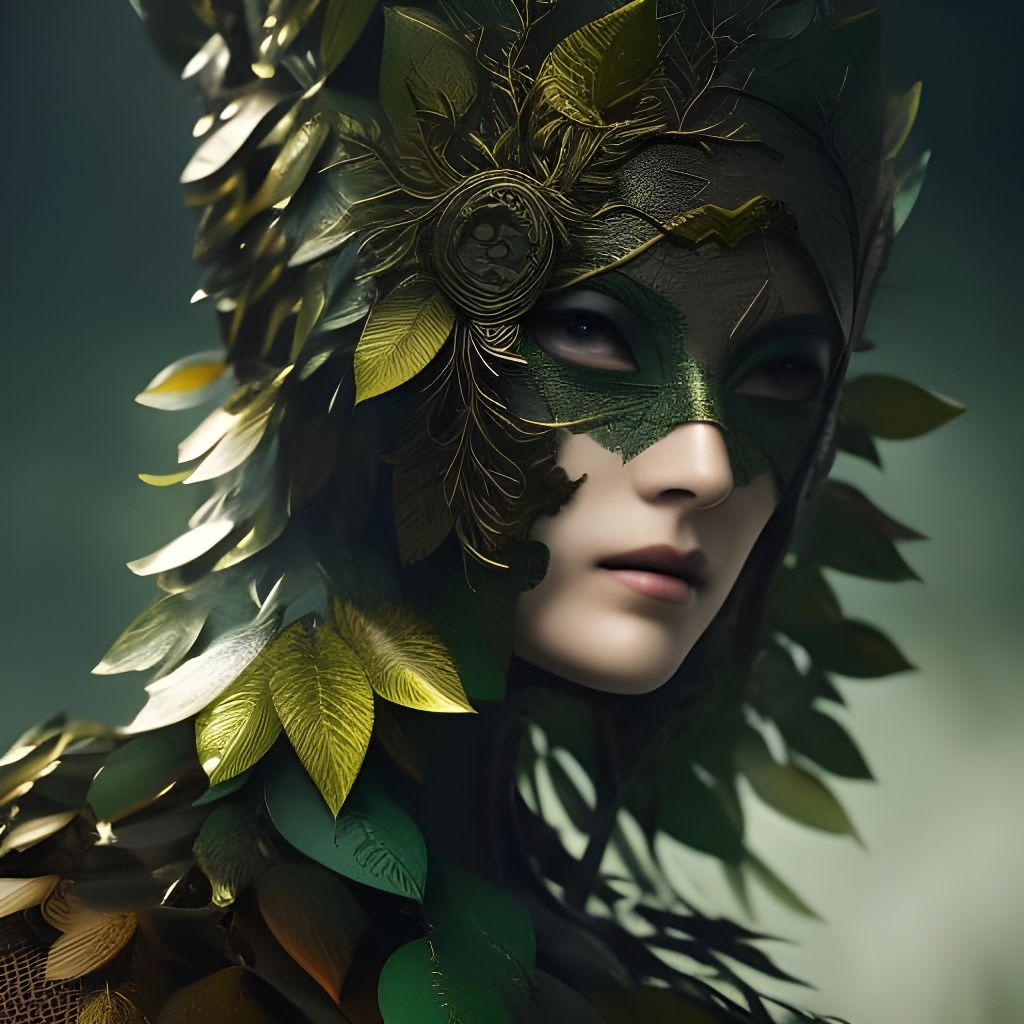 Ethereal Tree Bark Mask in Dark Fantasy Style