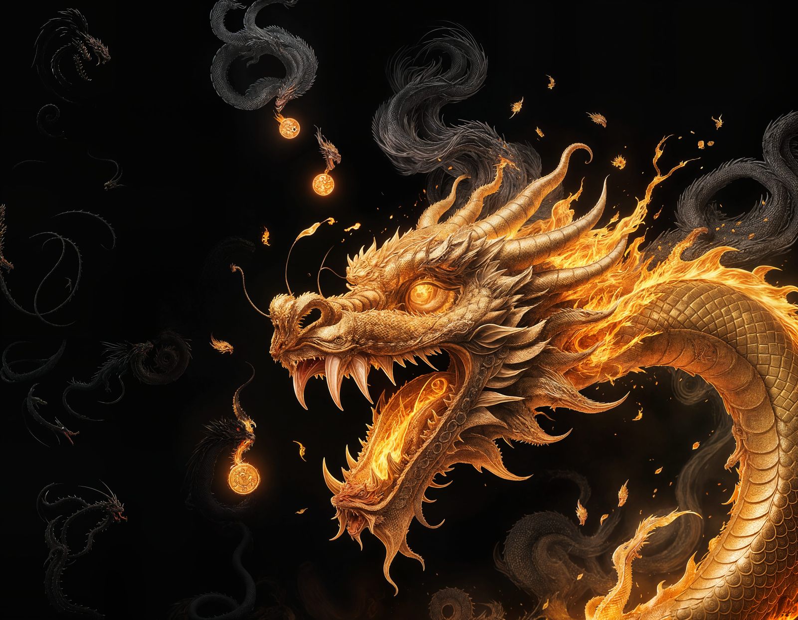 Chinese Dragon Spits Coins in Epic Scene