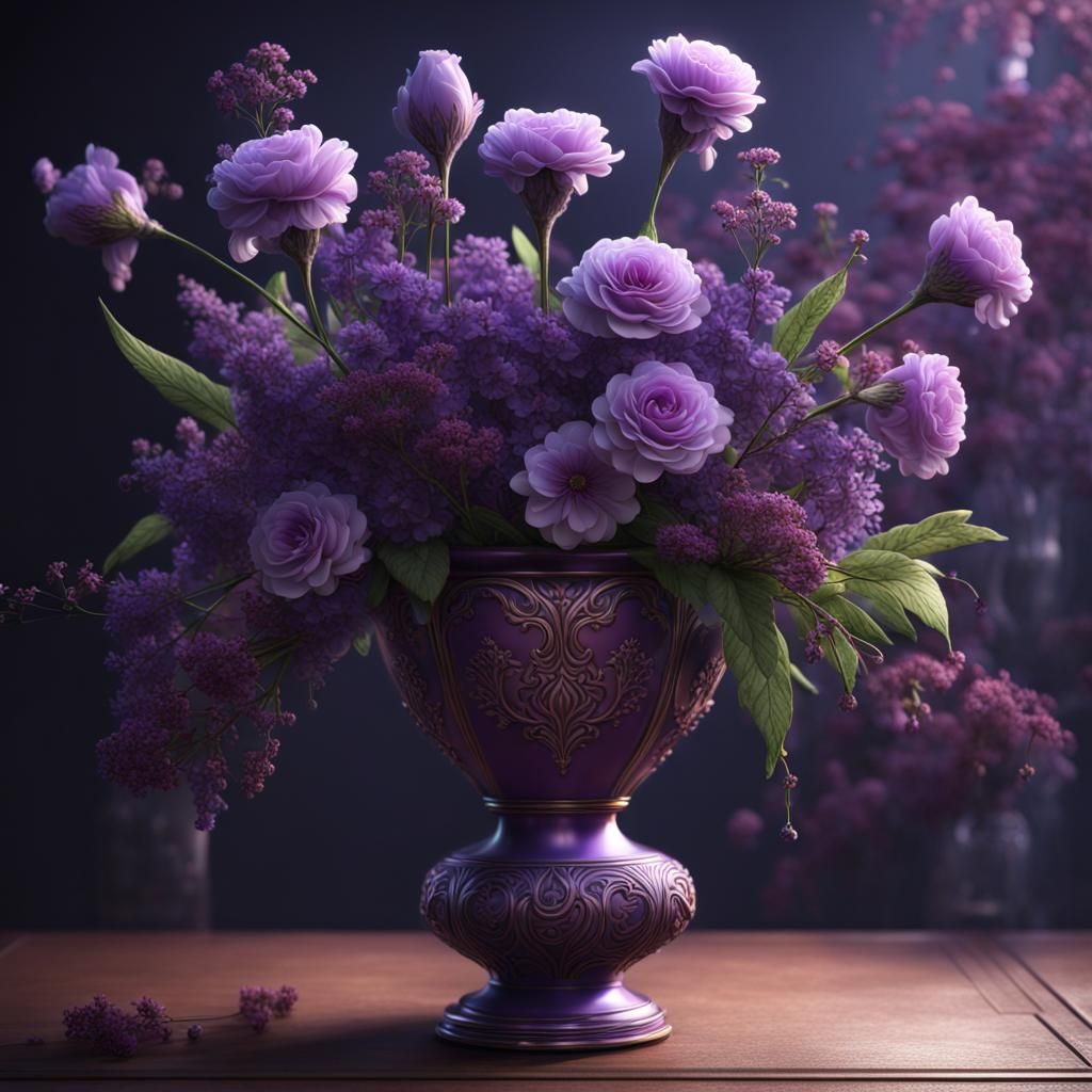 Vibrant Fantasy Vase in Rich Purple Hues