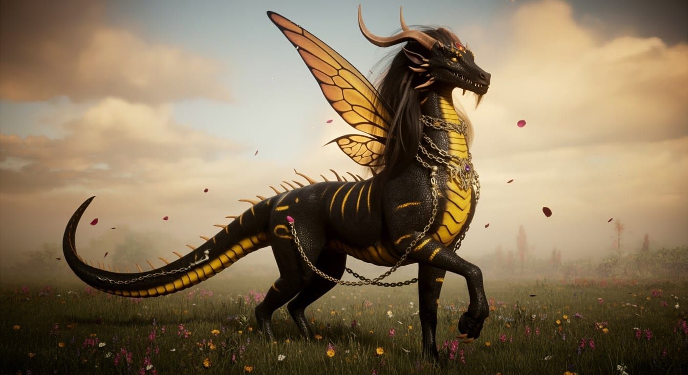 Majestic Fairy-Centaur in a Vibrant Meadow