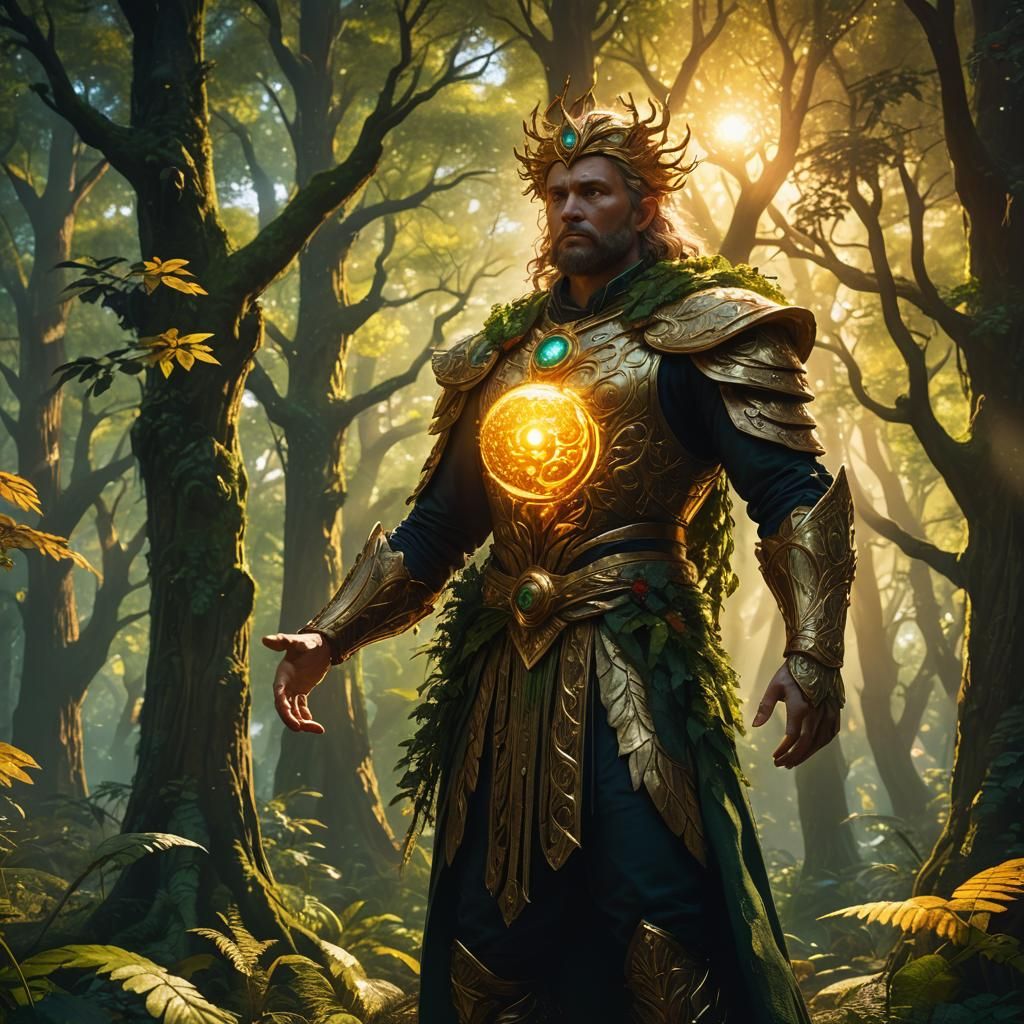 Regal Fantasy Art in Vibrant Golden Light