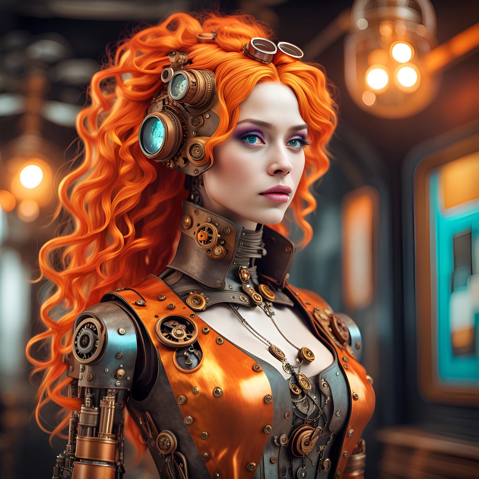 Epic Bronze Sculpture of a Biochemical Android Steampunk Bea...