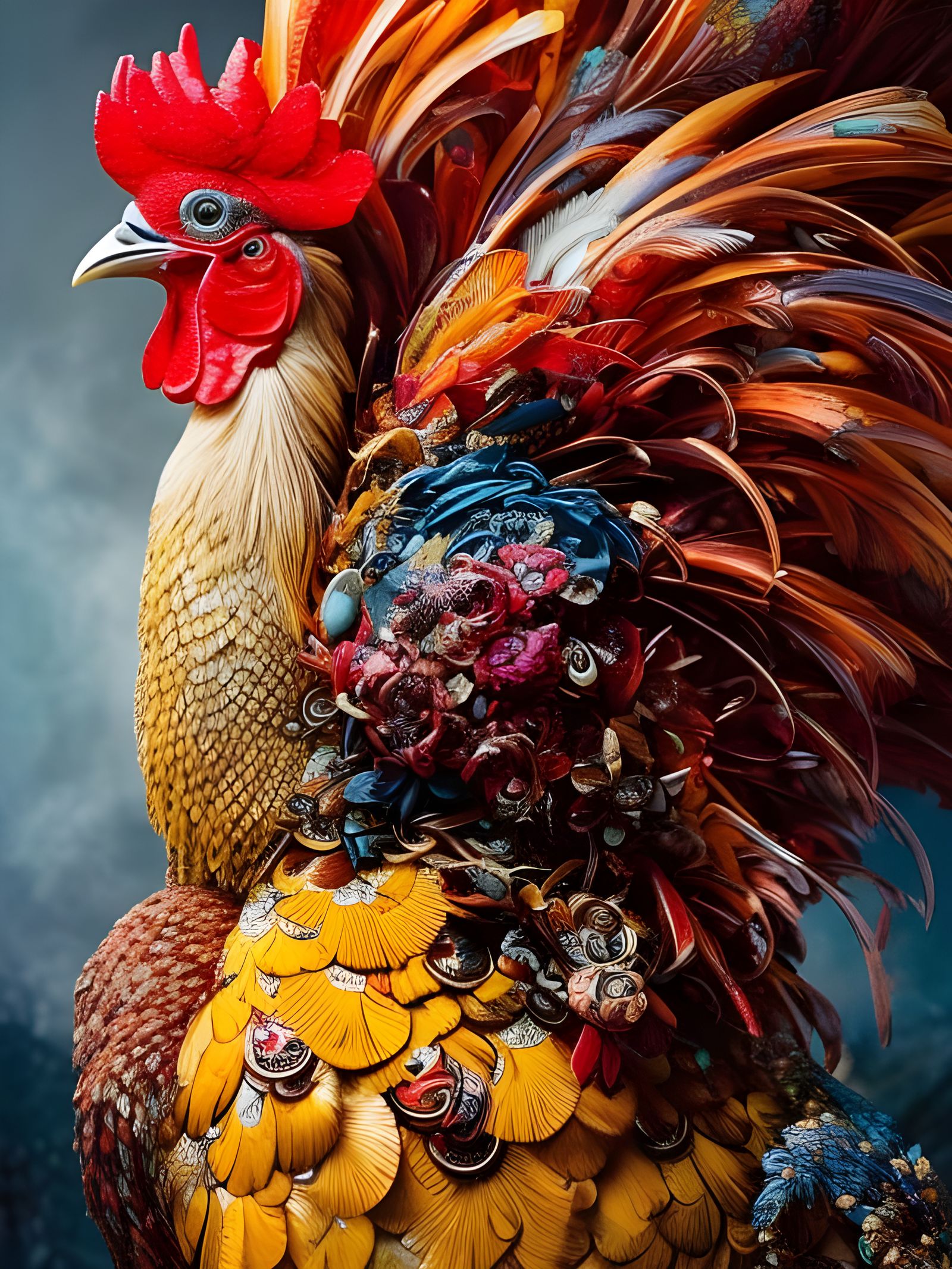 Intricate Fantasy Rooster Masterpiece