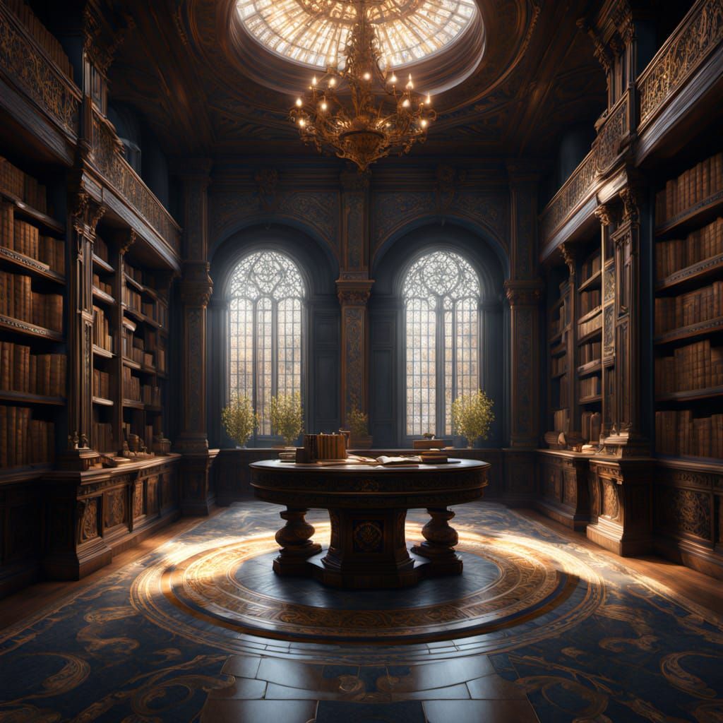 Elegant Library Interior in Art Deco Style